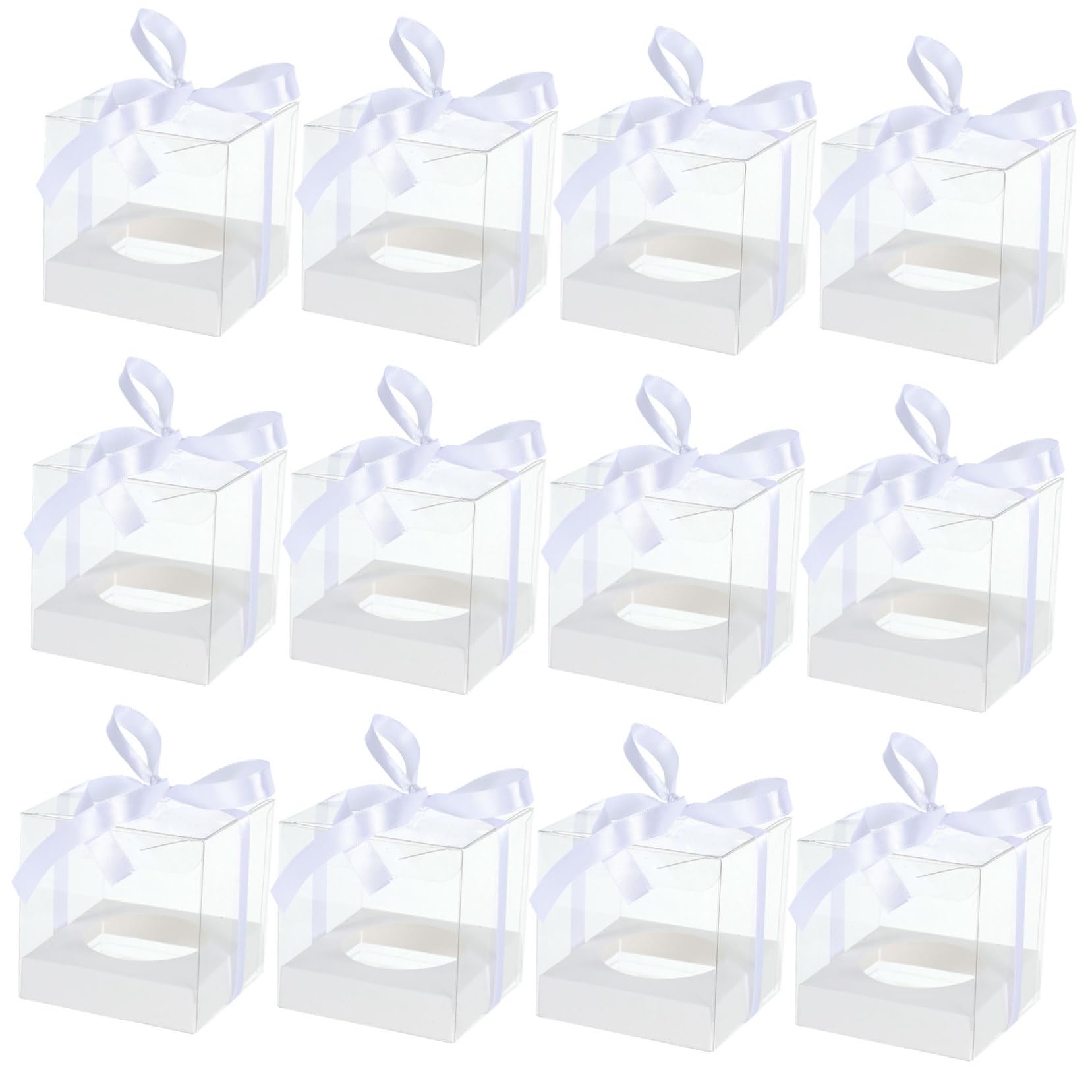 SOLUSTRE 30pcs Cake Boxes Window Mousse Cake Packing Containers for Bakery Desserts Birthday Party White