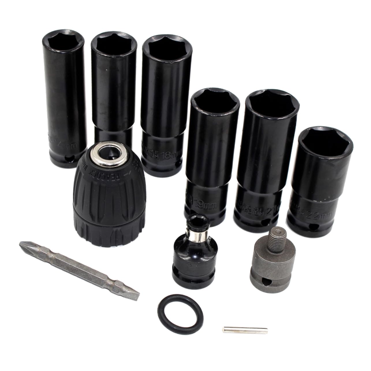 SHINEOFI Set da 12 Bussole Esagonali per Avvitatore ad Impulsi in Acciaio Cromo Vanadio, Leggere e Resistenti, per Officina e Uso Domestico, Dimensioni 14-22mm