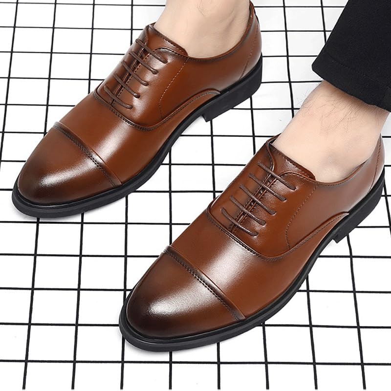 Men's Formal Derby Shoes Men Genuine Leather Lace Up Oxfords Comfort Wide Round Toe Non-Slip Dress Shoes2