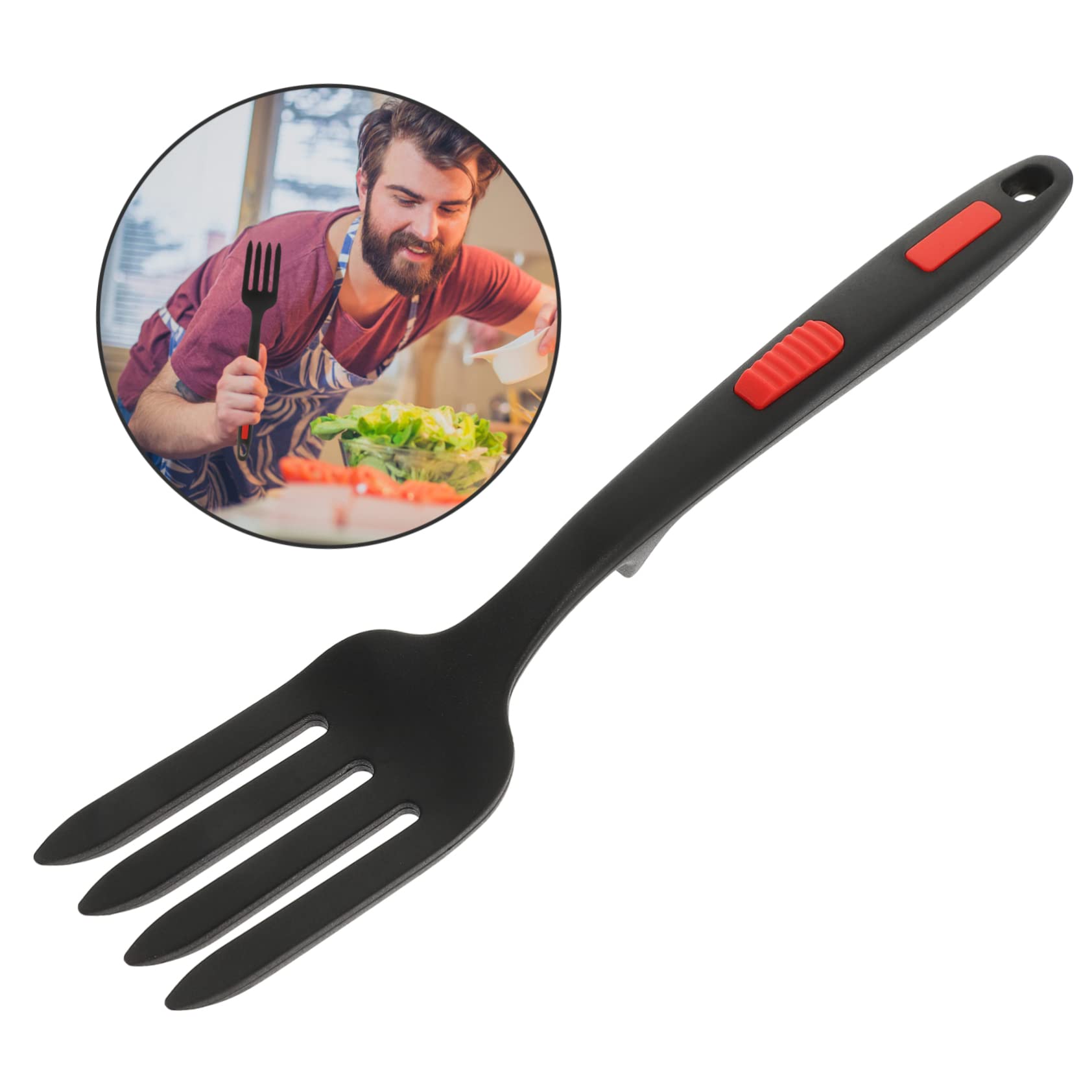 Forchetta In Silicone Per Cucina - Multiuso, Resistente Al Calore, Perfetta Per Pasta E Insalate (Nero) - Foto 7