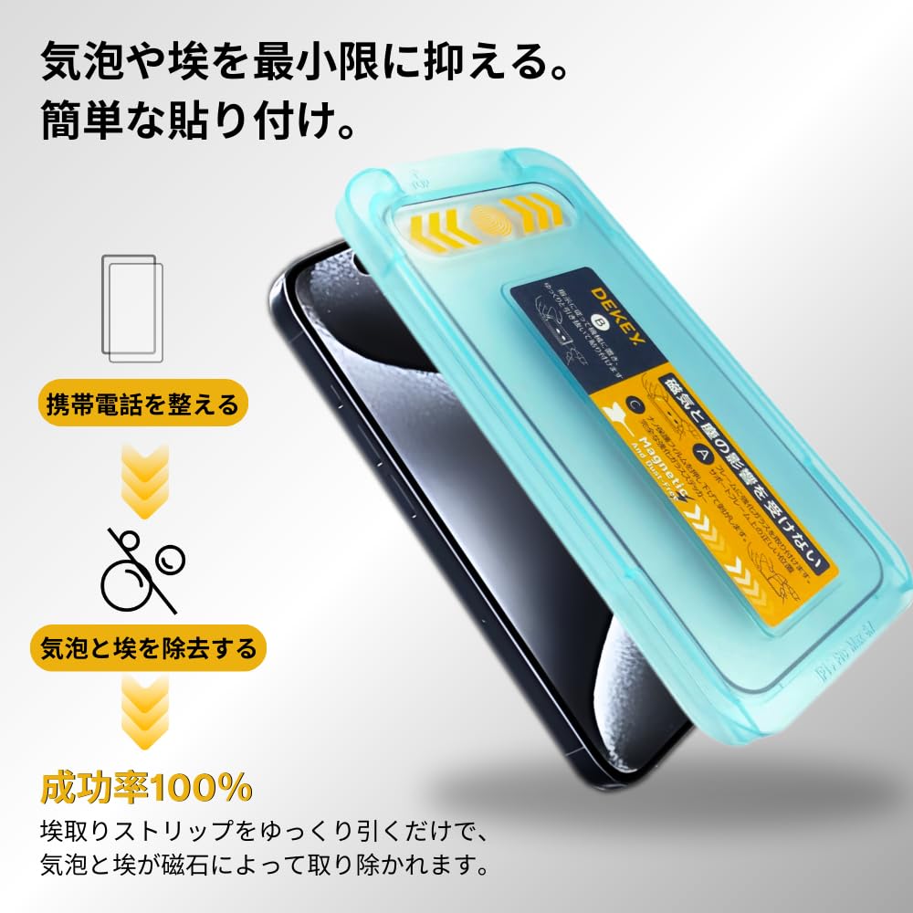 Amazon | 「魔法の箱」DEKEY iPhone 15 Pro用ガラスフィルム。この強化