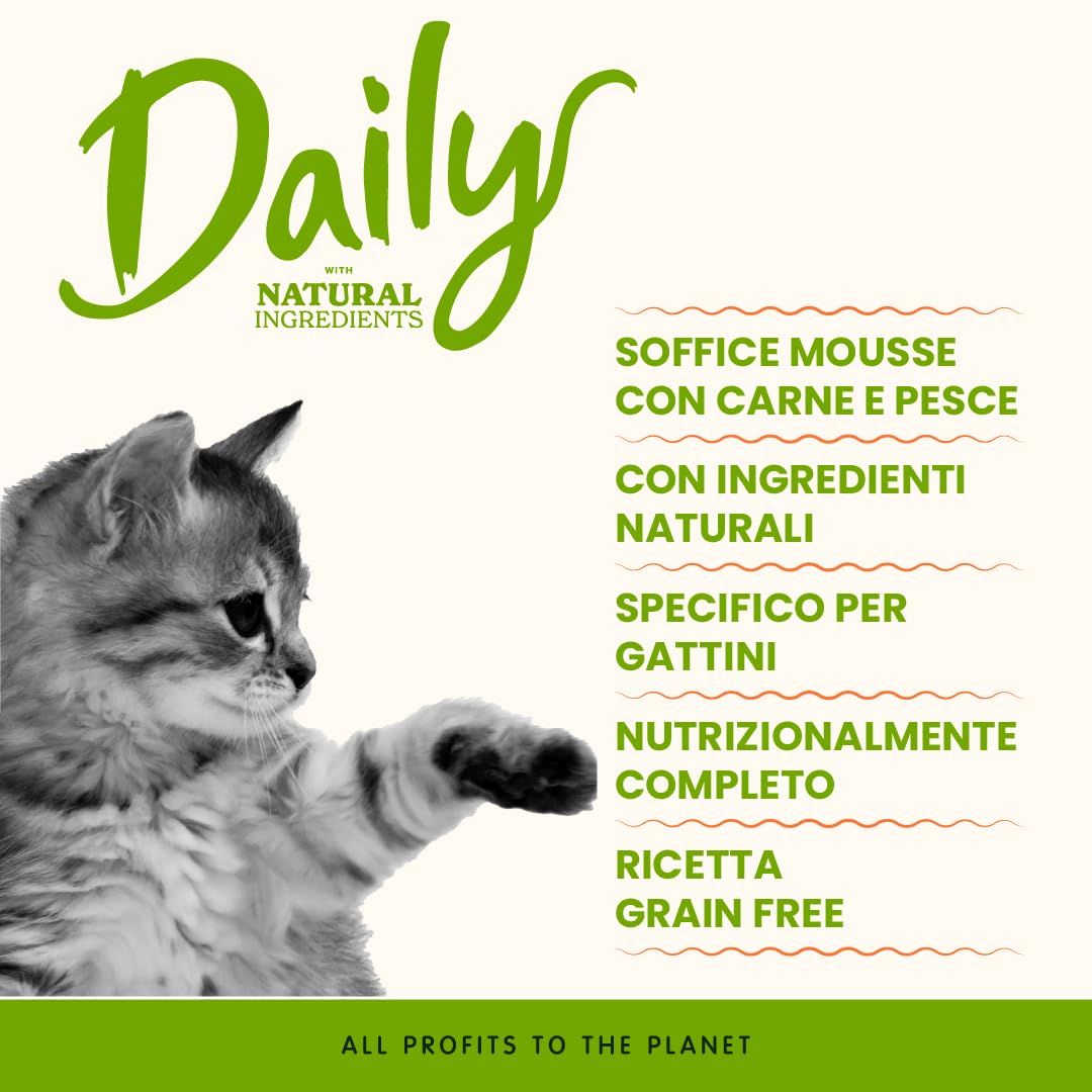 almo nature Daily - Kitten - Cibo Umido per Gattini - Mousse - Pollo - 85 g, Confezione da 24