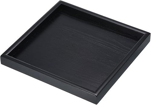 PATIKIL Bandeja de madera para servir de 9 pulgadas, bandeja decorativa cuadrada para decoración del hogar, cocina, mesa, portavelas, color negro