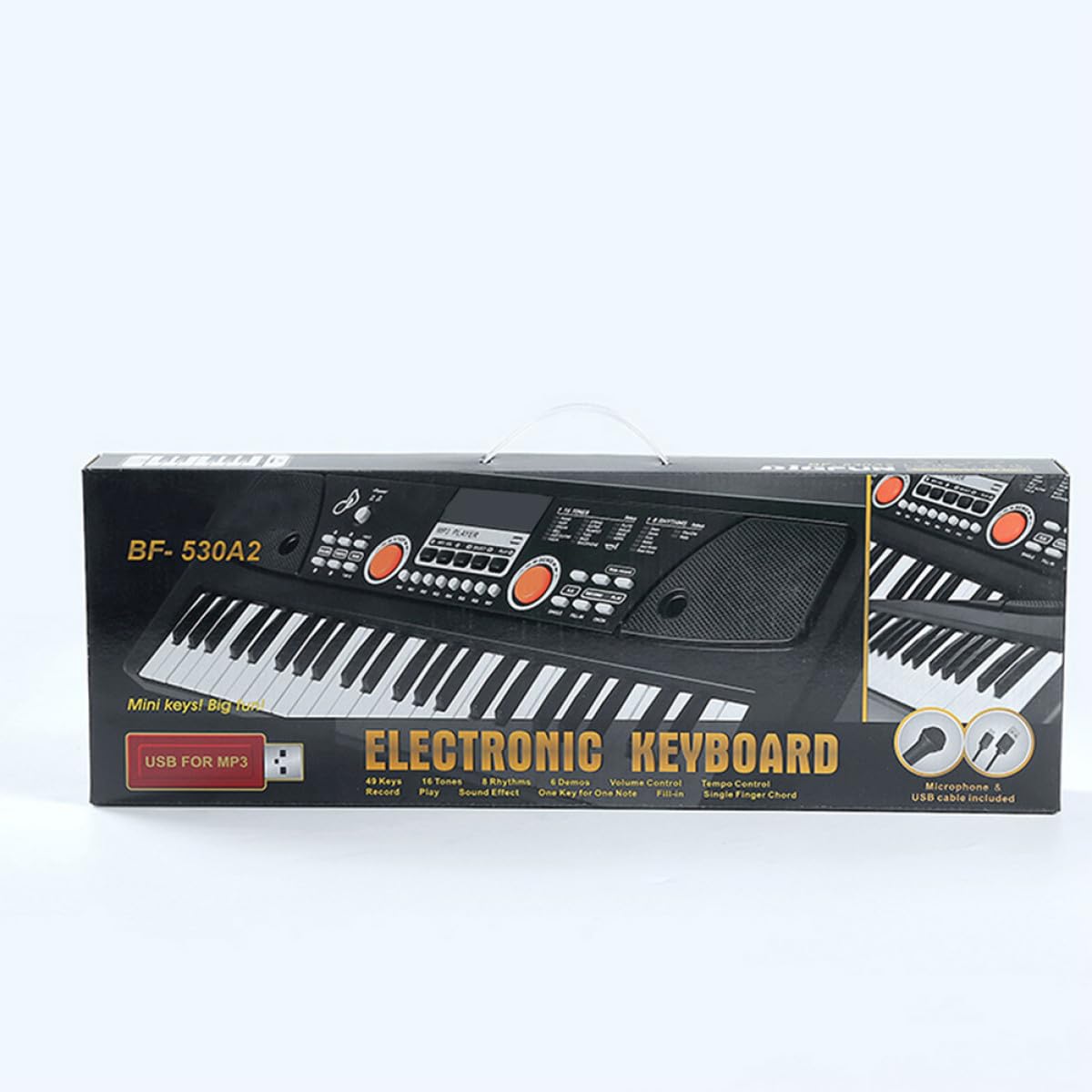 Piano Electrónico Infantil de 49 Teclas en Plástico Negro | Micrófono Incluido, Juguete Educativo Musical, 1 Juego para Cumpleaños y Navidad