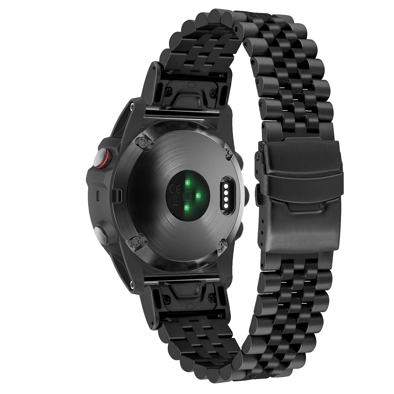 YISIWERAStainless Steel Watch Band Compatible for Garmin Fenix 6X 5X /5X Plus Fenix 6X Pro 26mm Tapered 3D Bands for Garmin Fenix 3 HR Sapphire Black