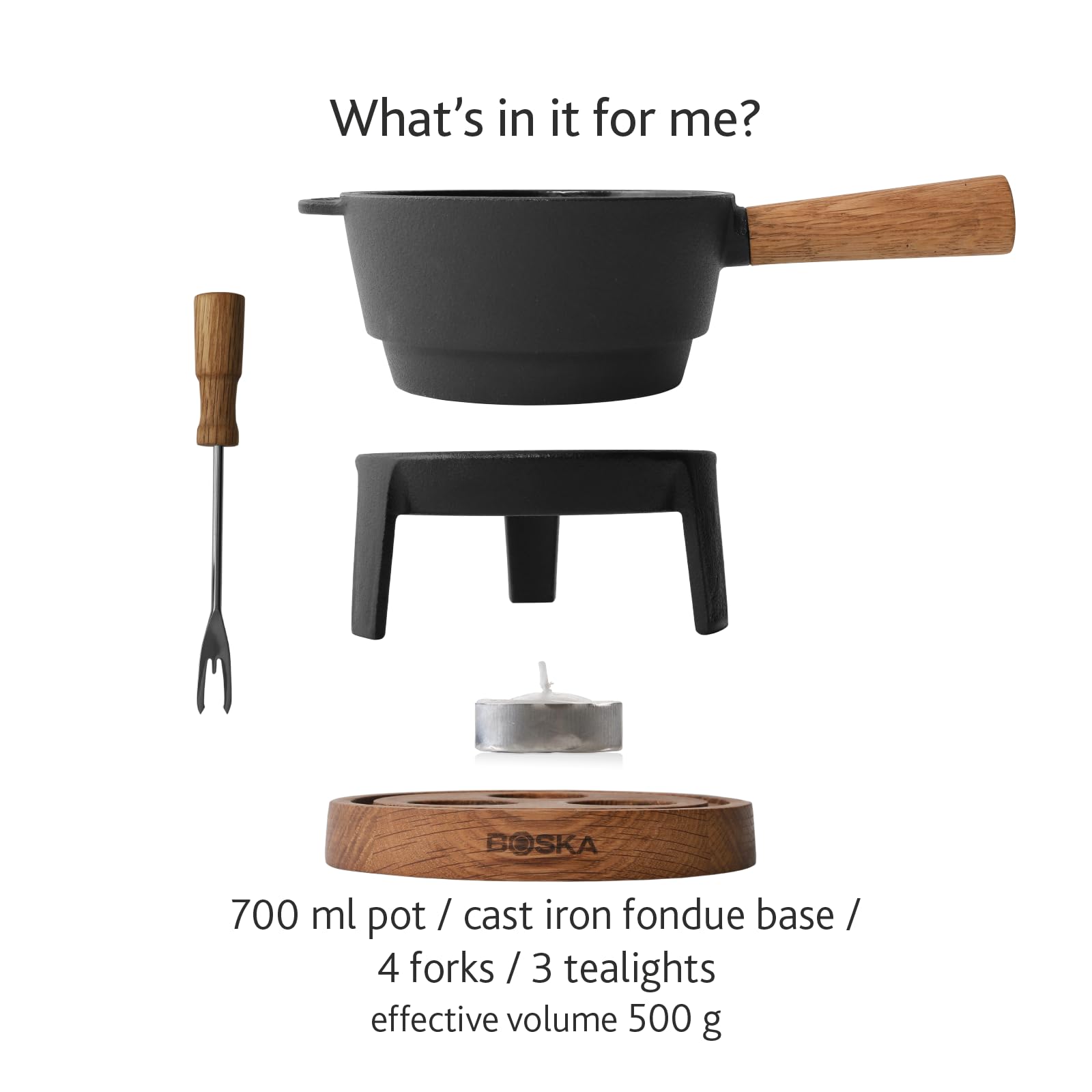 Zestaw do fondue Boska Pro S – do 350 g topionego sera – 700 ml