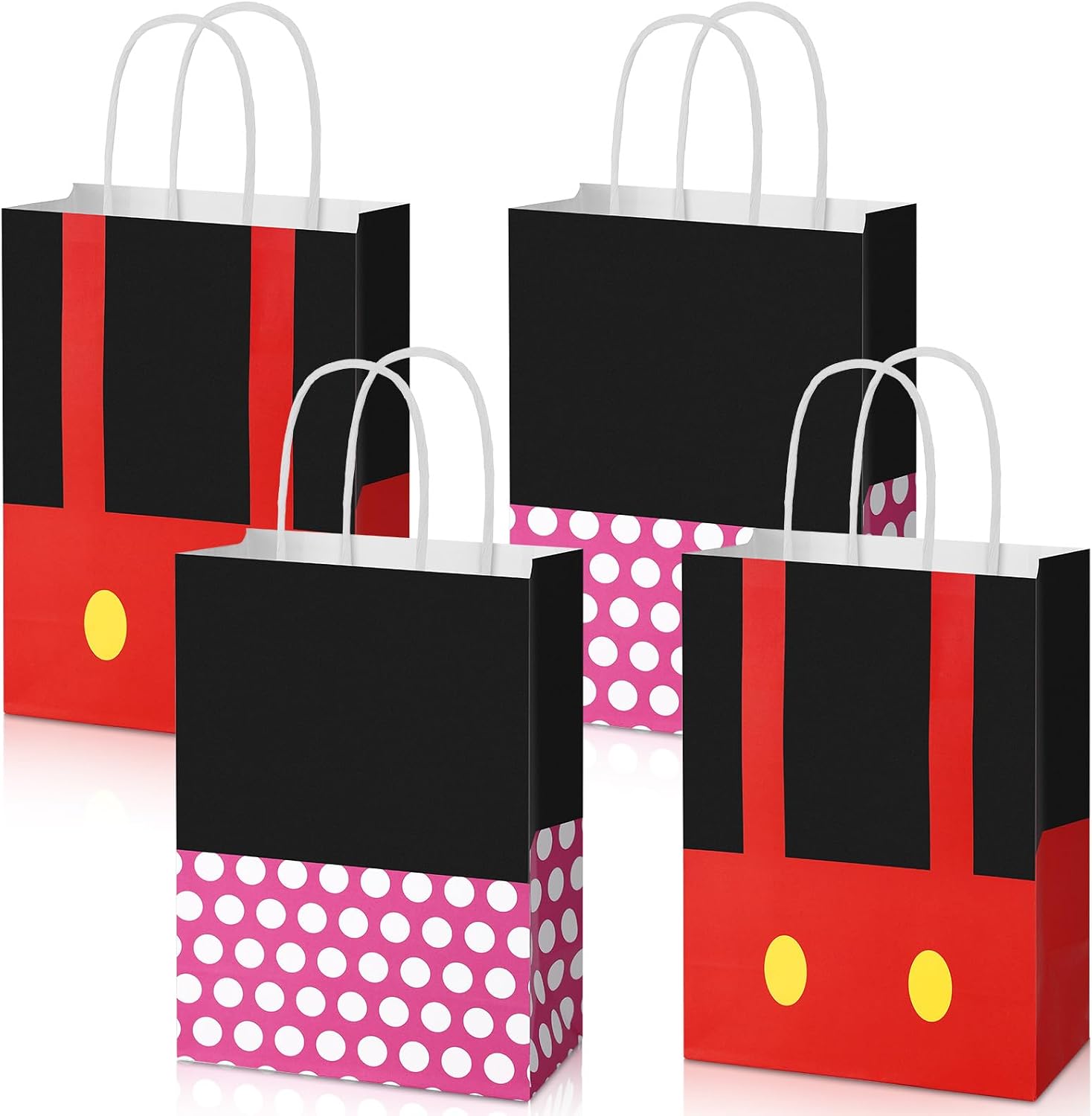 Joottuan 24 Pack Red Mouse Theme Party Favor Goodie Gift Bags Candy Paper Bag with Handle for Kids Birthday Baby Shower Party Decorations Supplies