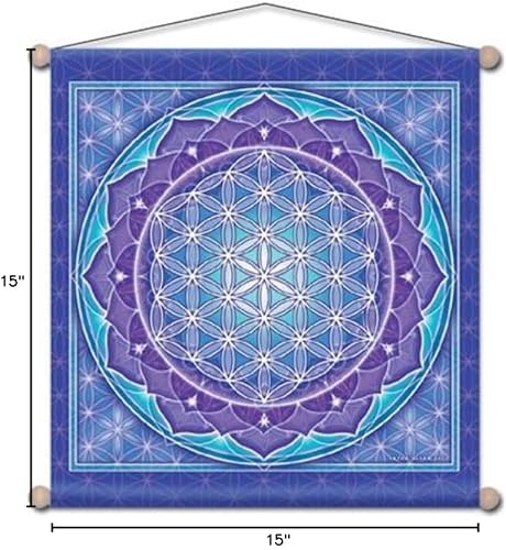 Banner de meditación Mandala de flor de la vida de 15" X 15"