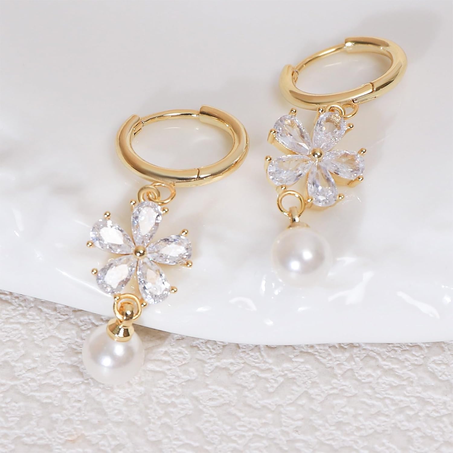 Pavéd Cubic Zirconias Earrings for Female 925 Sterling Silver or 14K Gold Plating Pearl Clover/Bow/Snowflake/Infinity/Flower Earrings for Women - Image 3