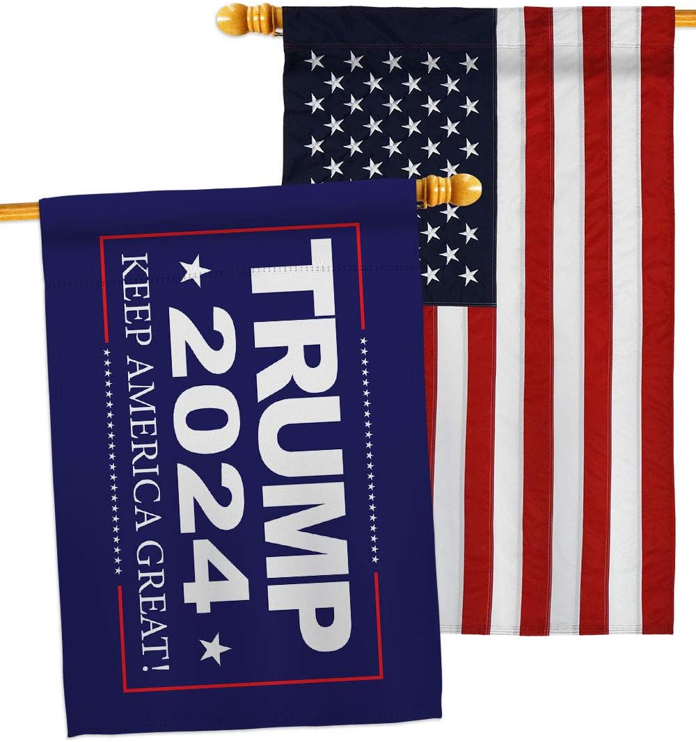 Trump 2024 House Flags Pack Americana Political President Democrat Republican Tea Party United State American Election USA Embroidery Small Decorative Gift Yard Banner Made In 28 X 40