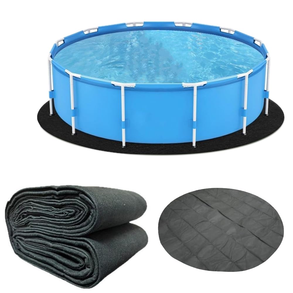 KBIBCK Round Pool Liner Pad,12ft Pool Ground Cloth,Under Pools Mats Above Ground Pools Liner Pad,Aboveground Swimming PoolPad, Under PoolMat Heavy Duty Tarp for Villa, Courtyard, Leisure VillasGarden