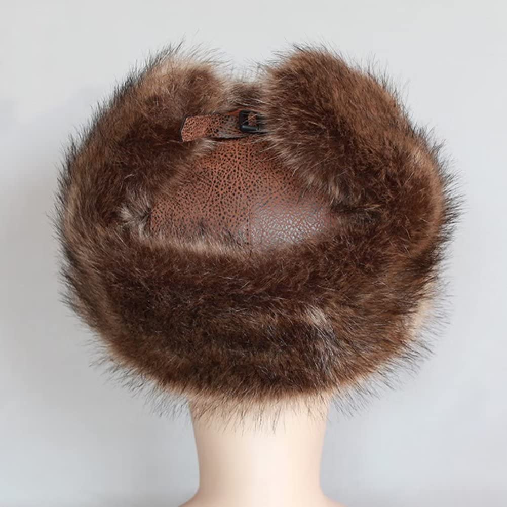 Cappello Unisex Marrone Finto, Cappelli di Pelliccia, Cappello Invernale con paraorecchie Antivento, Marrone-7 3/8-7 5/8,Brown-7 3/8-7 5/8