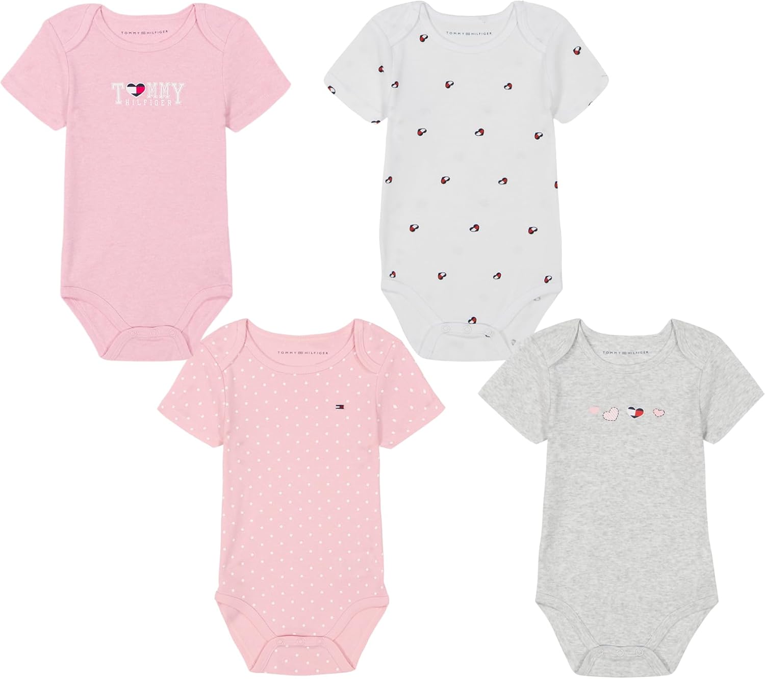 Tommy Hilfiger Baby Girls 4-Pack Short Sleeve Bodysuit Onesie