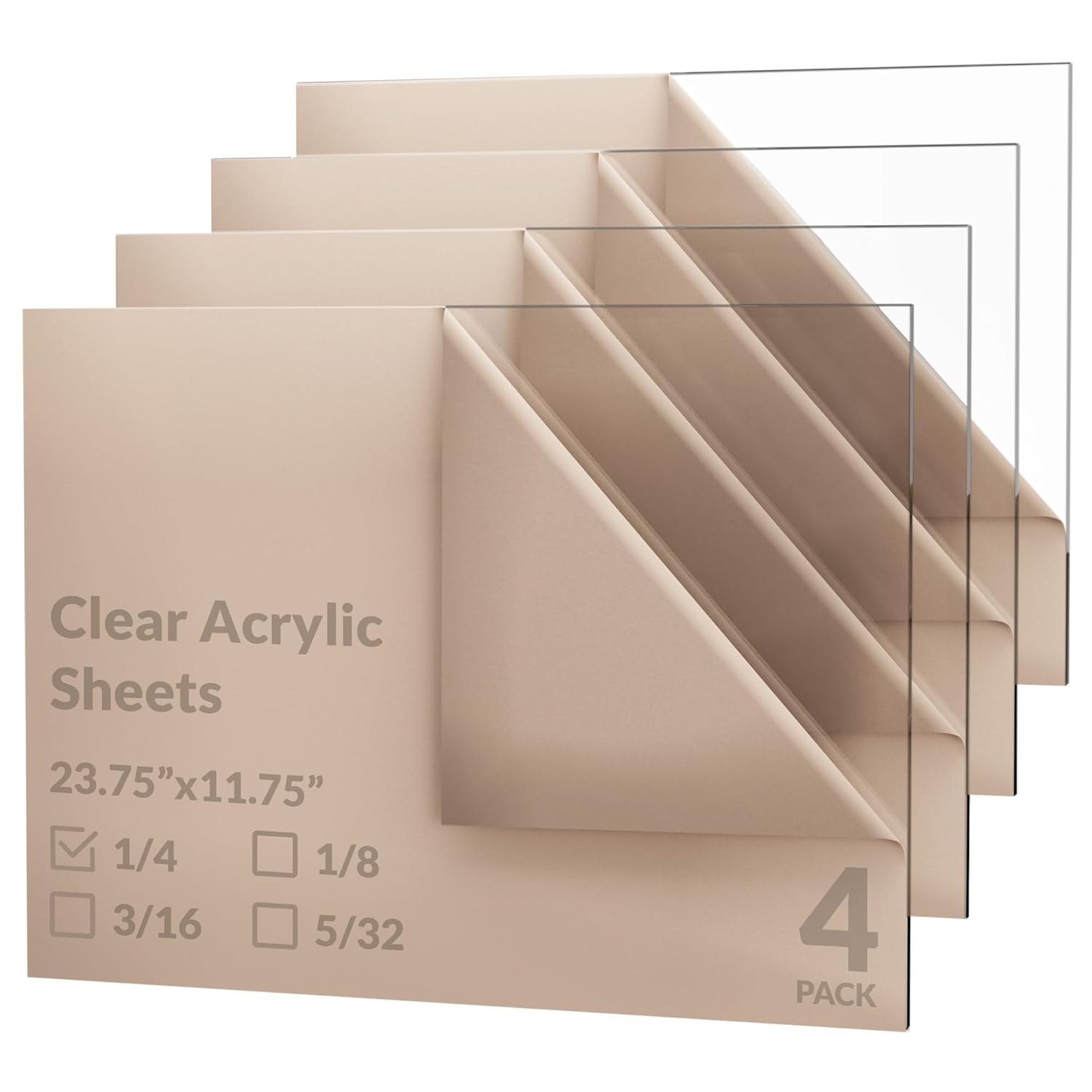 Trotec 4 Pack 23.75”x11.75 Clear Acrylic Plexiglass Sheet 3/16" Thick Cast Acrylic Sheet, 4.76mm Transparent Acrylic Board - Plexi Glass Perspex Panel for Painting Shelf DIY Wedding Signs Cut to Size