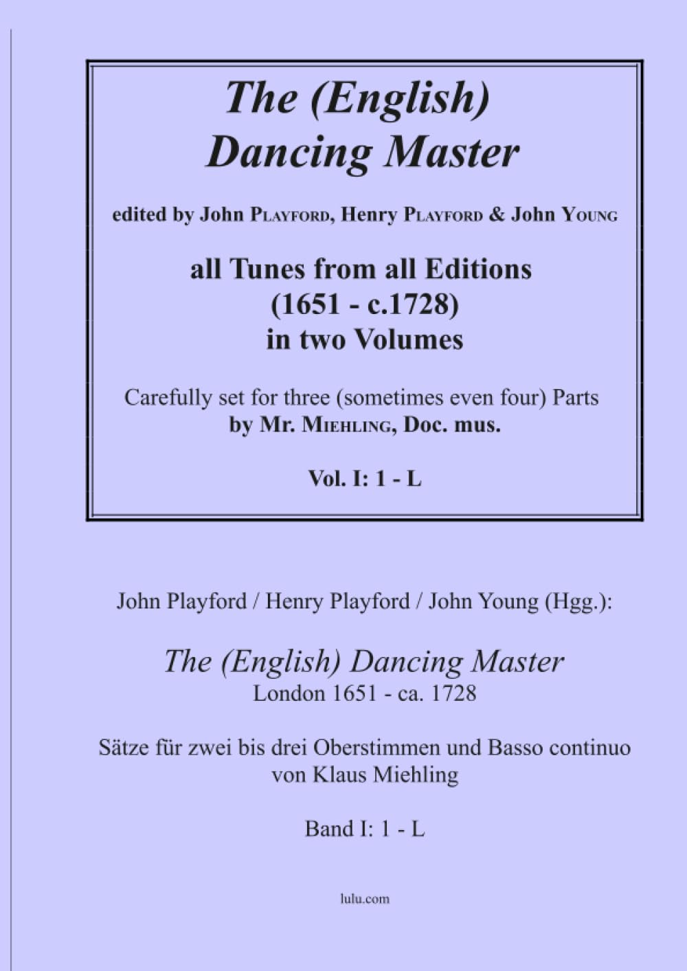 The Dancing Master 1651 Partitions pour Animer vos Concerts Baroques