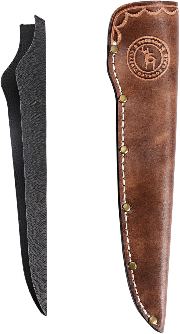 Premium Genuine Leather Boning Knife Sheath with Belt Loop | Handmade Heavy-Duty Knife Holster for 7 Inch Blades | Durable Protective Scabbard for Chefs, Butchers, Hunting, Camping & BBQ