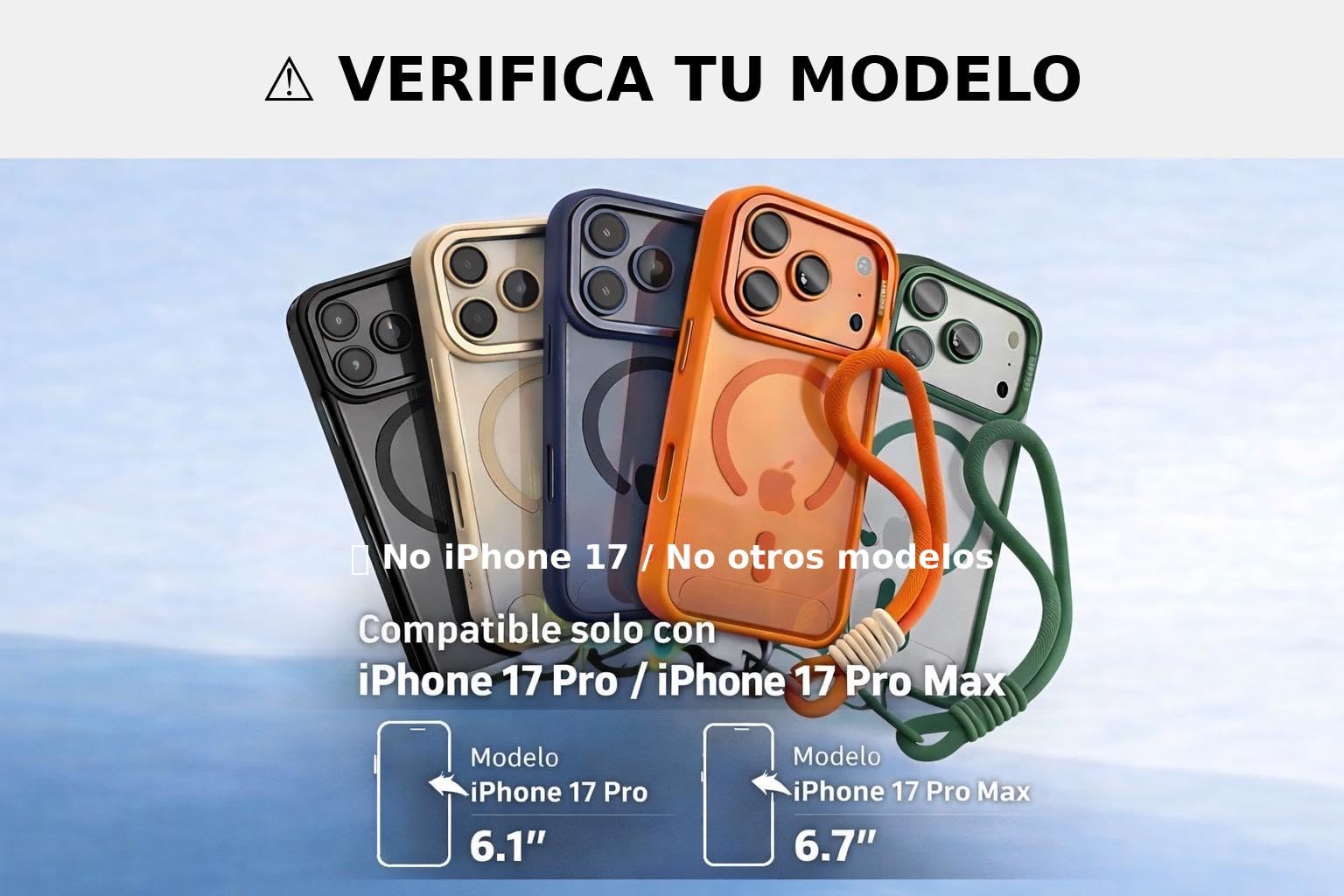 Genérico Funda Magnética Compatible con MagSafe para iPhone 17 Pro MAX con Soporte Plegable Integrado, Correa de Mano, Protección Cámara y Antigolpes
