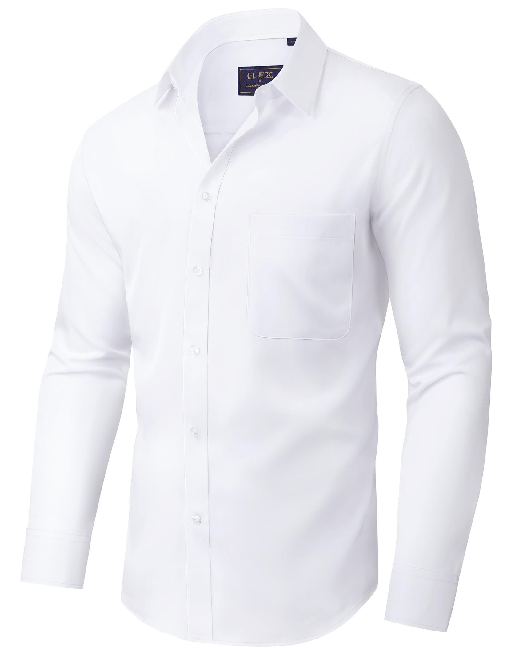 siliteelon Hemd Herren Bügelfrei Business Herren Hemden Langarm Weiss Stretch Anzug Hemd Regular Fit Herrenhemd Baumwolle Freizeithemd Businesshemd Arbeit Hochzeit Party mit Tasche
