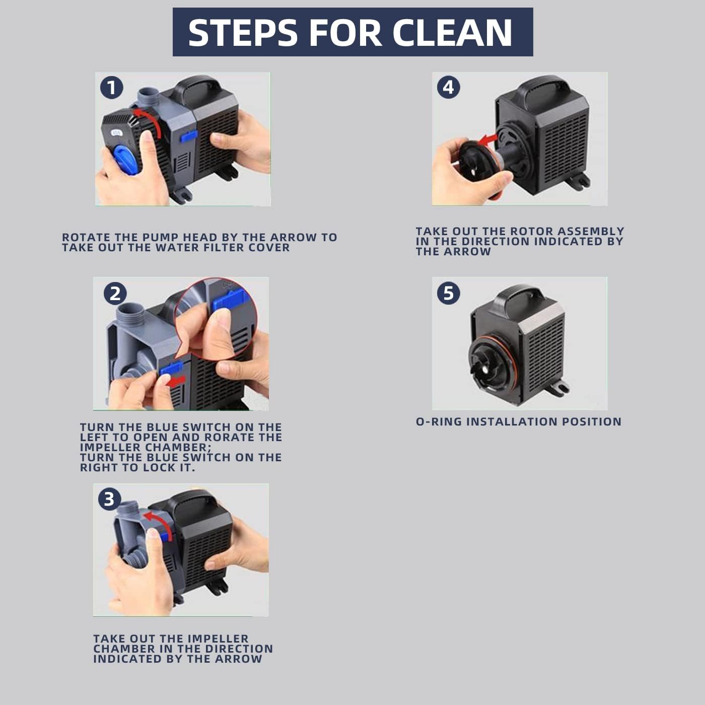 4226GPH Flow Frequency Electric Inline Garden Submersible Pond Filter Pump for Fish Tank Fountain Aquarium Waterfall Koi Salt Fresh Water