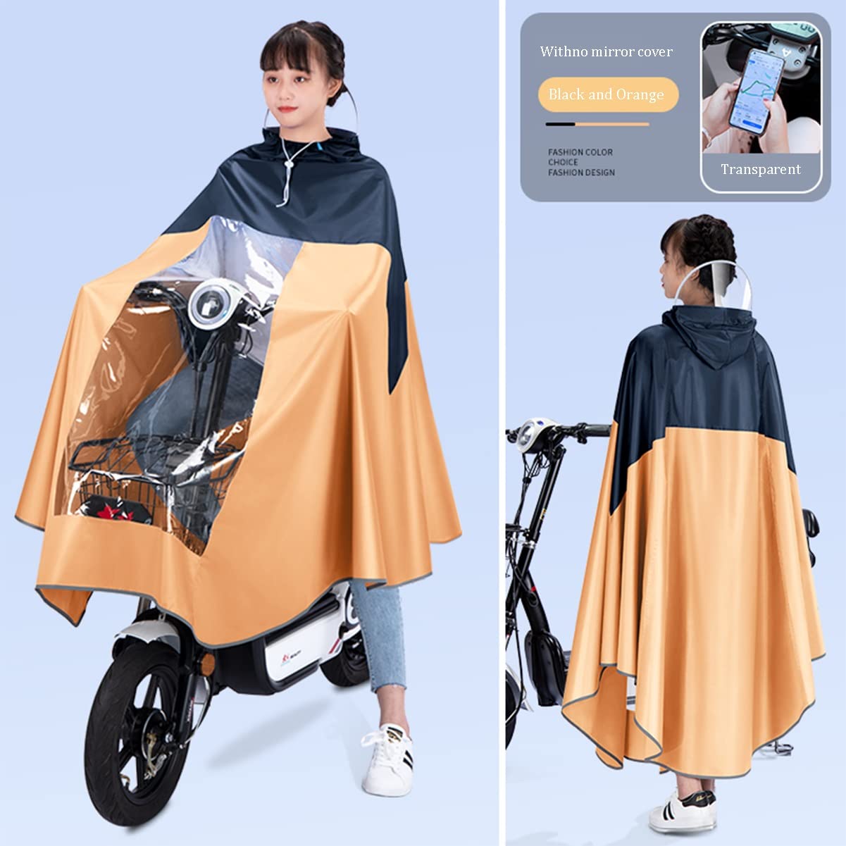Wodoodporny rowerowy płaszcz przeciwdeszczowy, ponczo przeciwdeszczowe z kapturem, wiatroszczelna peleryna przeciwdeszczowa unisex, na rower, rower elektryczny, motocykl, osłonę przeciwpyłową na hula