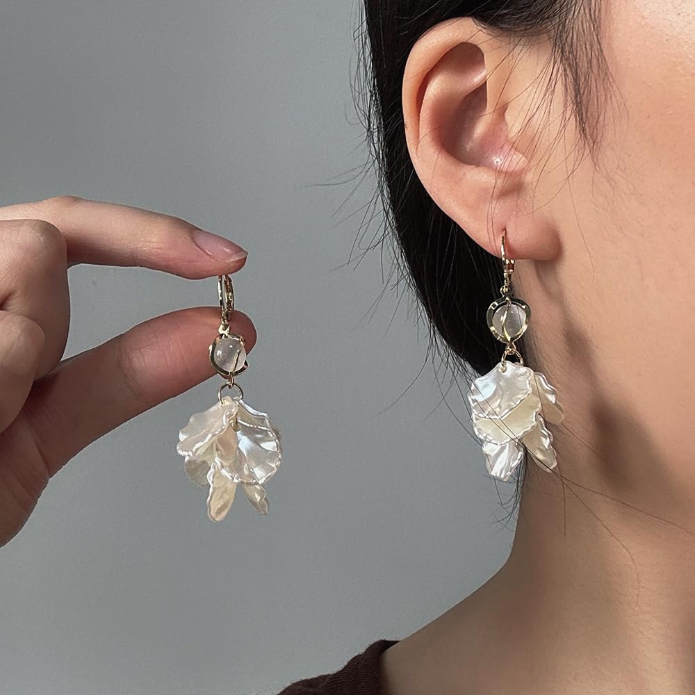 Seashell Pearl Earrings for Women, 14K Gold PlateD Drop Dangle Lightweight Earrings Trendy, Dainty Jewelry Gifts - Image 4