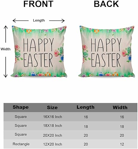 Miniatura 6 de MAIANNE Pack of 2 Cotton Throw Pillow Covers, Happy Easter Eggs Soft Square Pillow Covers Home Decoration Pillowcases for Living Room Bedroom Couch