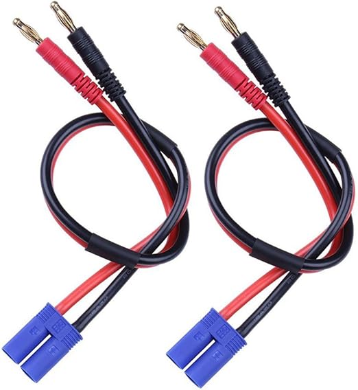 2pcs EC5 Male Connector to 4.0mm Banana Male Plug Lipo Battery Balance Charging Cable 30cm Silicone Wire Charger Cable Adapter for RC Helicopter Vehicle Toys