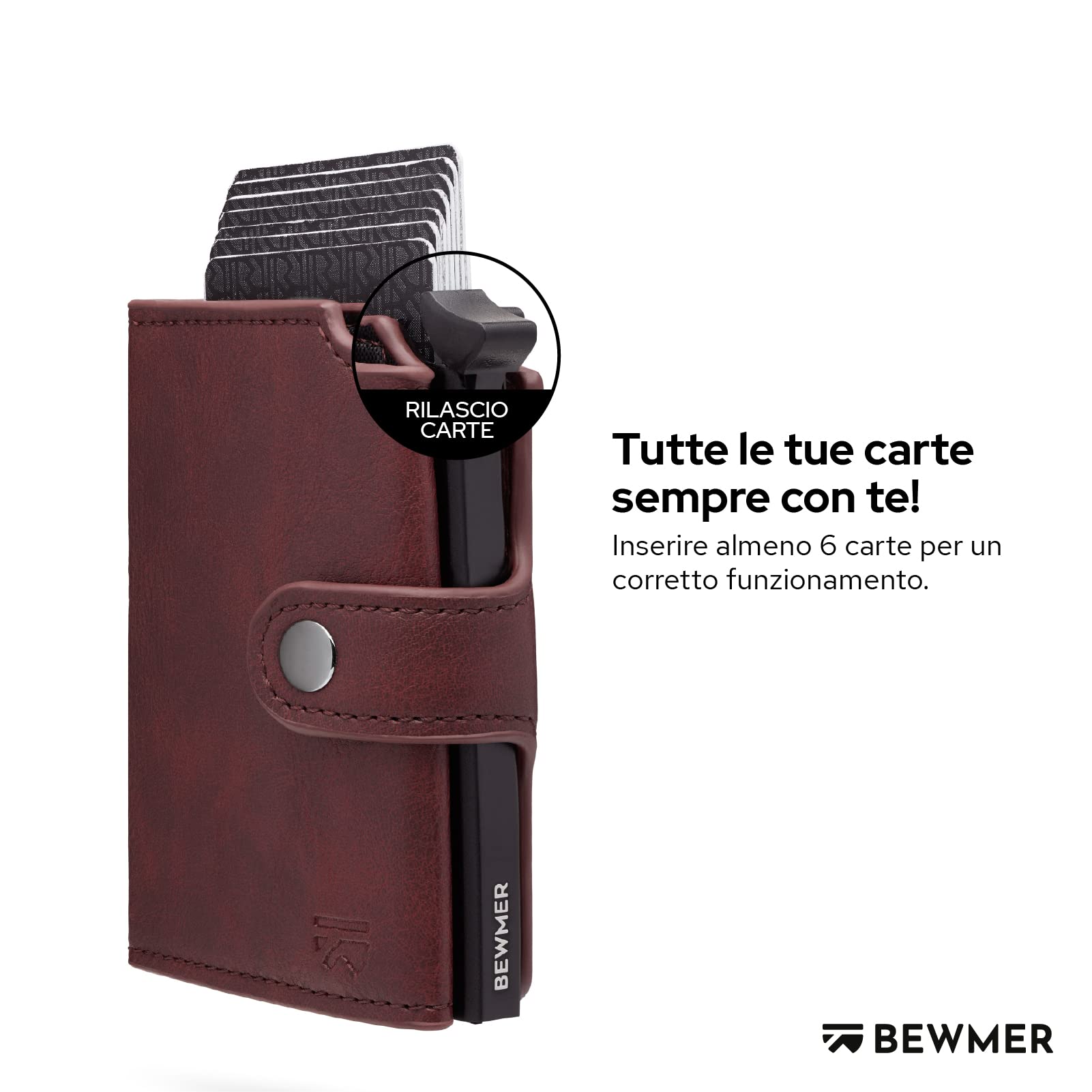 BEWMER Porta Carte di Credito 2 | Portafoglio Slim da Uomo e Donna con Rfid Protection Anticlonazione | Porta Tessere e Soldi con Portamonete