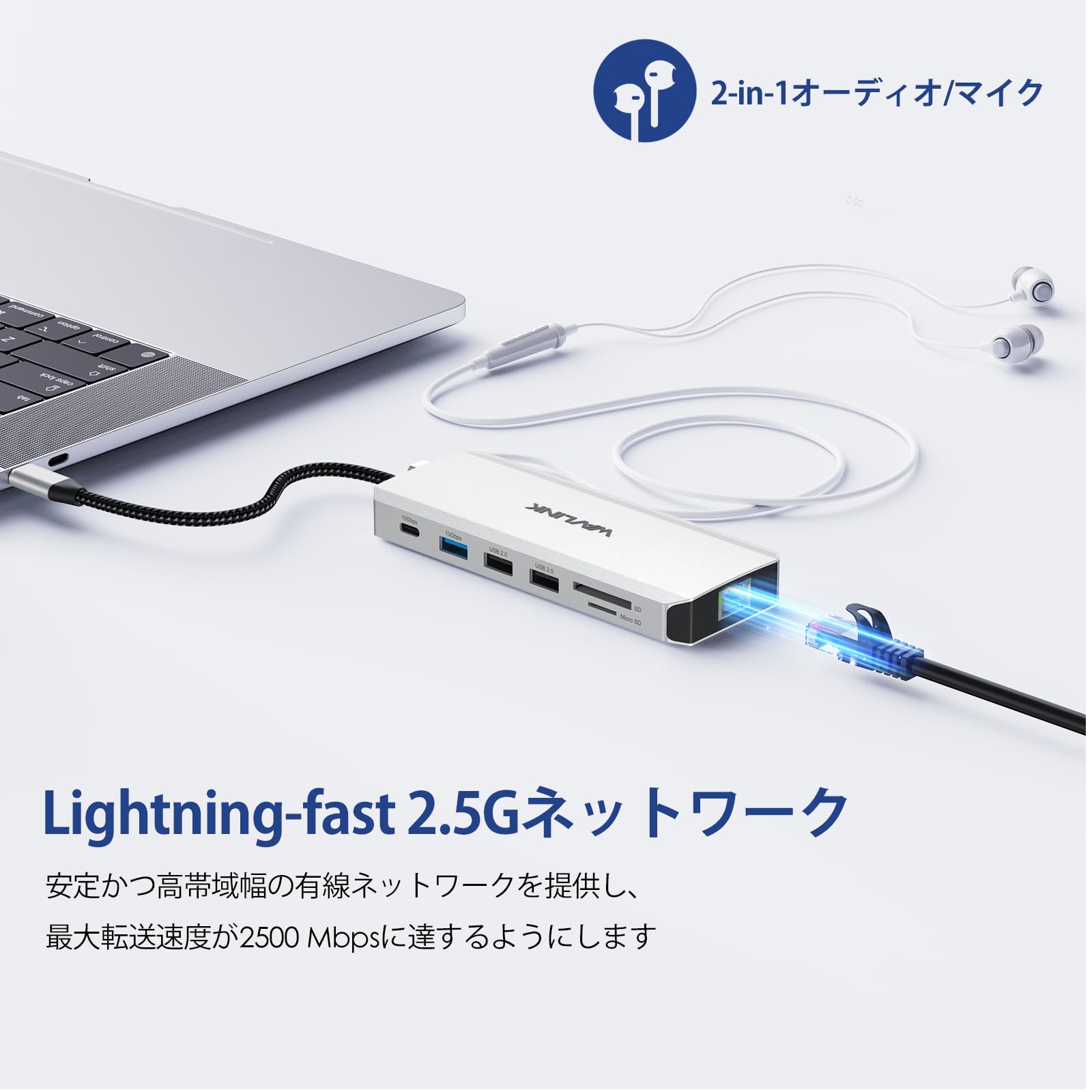 Amazon | WAVLINK 【 3画面モード出力8KDP*2+4KHDMI】12-in-1USB