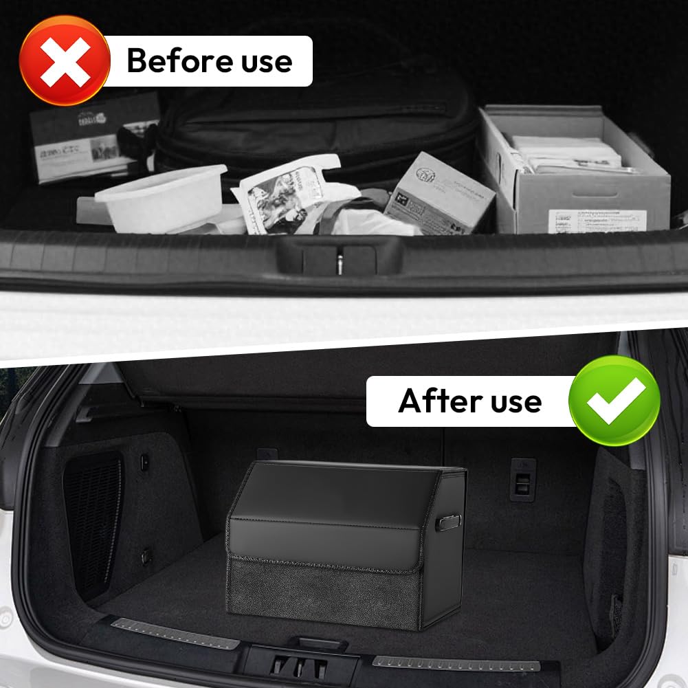 Organiseur Coffre Voiture étanche Ruioomeep - Pliable, Cuir, Séparateurs Amovibles