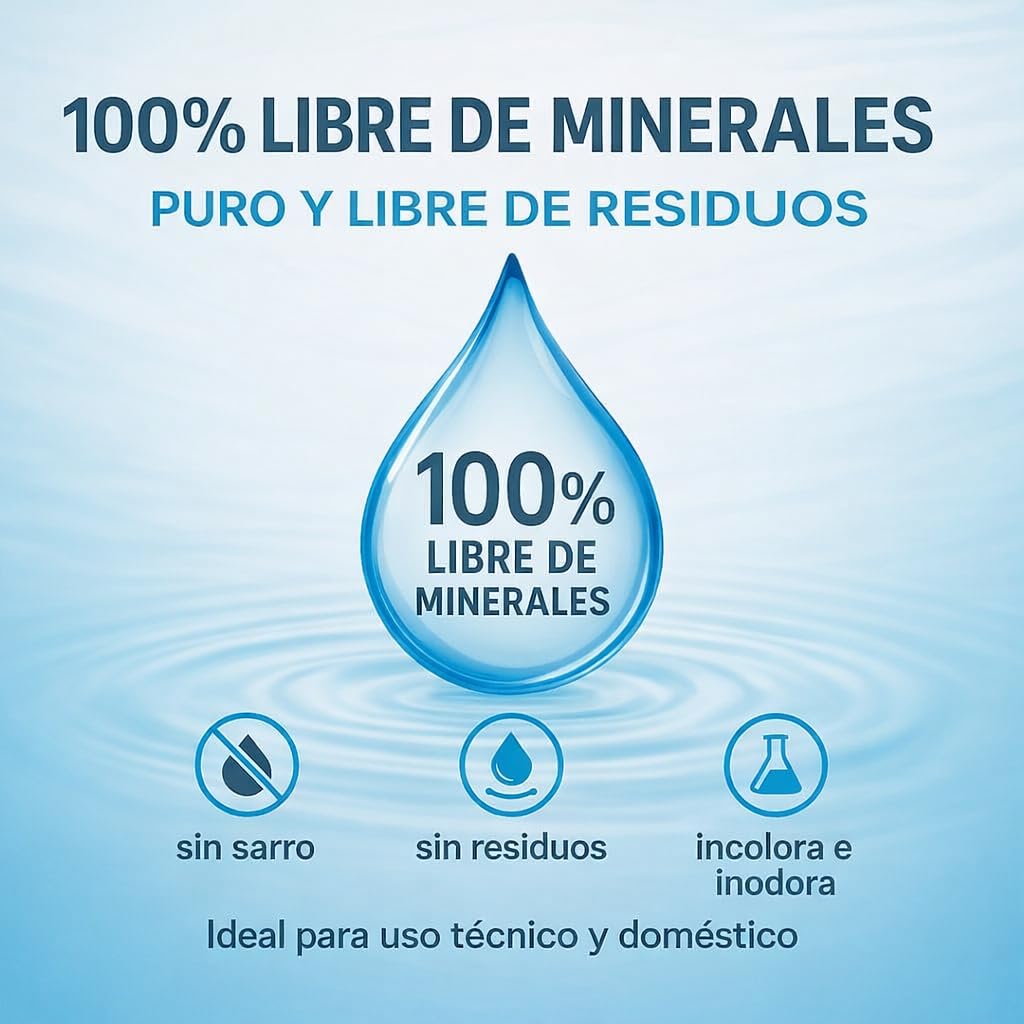 GiDeli Acqua demineralizzata 2 x 5 l acqua distillata per ferro da stiro, batterie, refrigeratore, umidificatore, acquario e laboratorio acqua senza calcare, inodore, trasparente