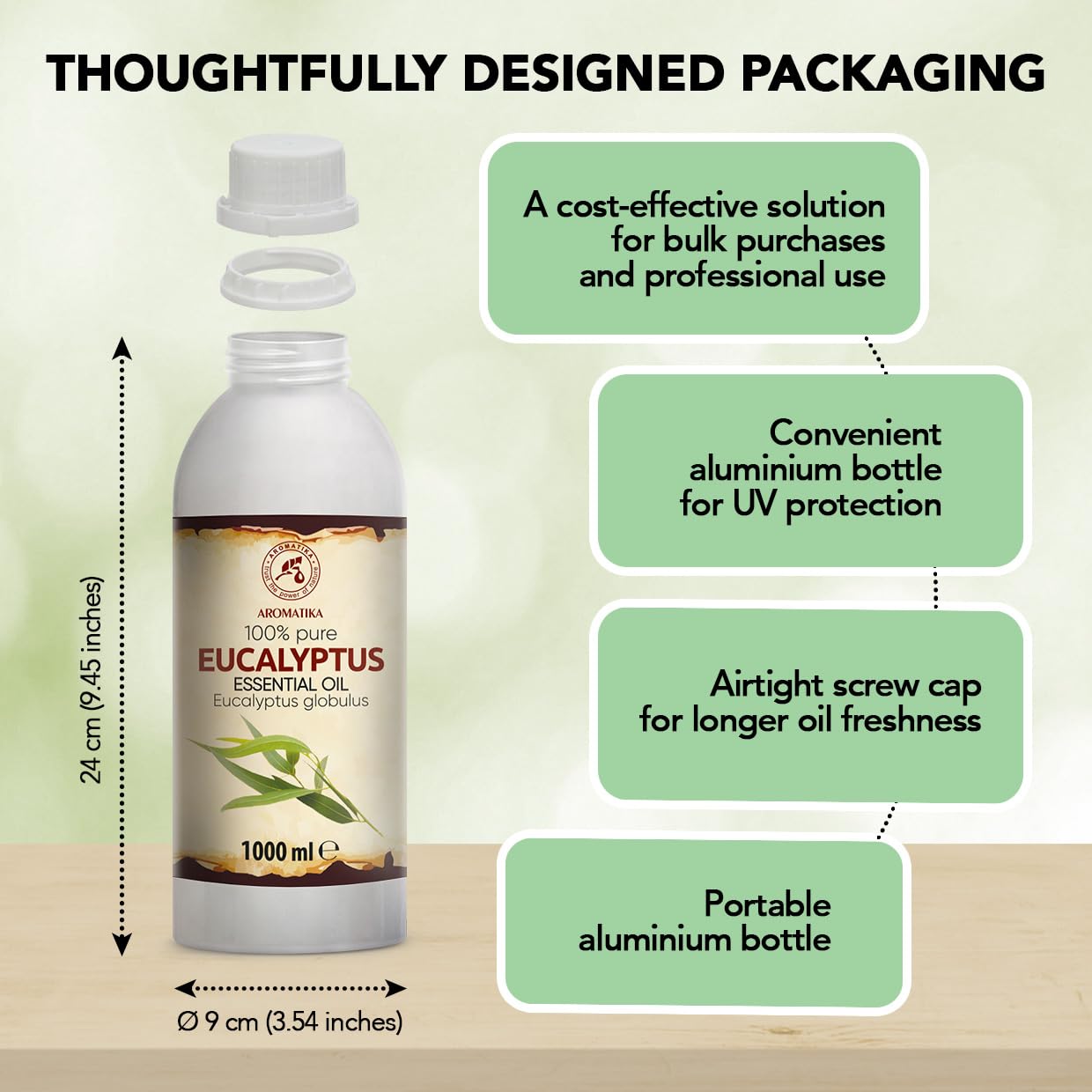 Olejek Eteryczny Eukaliptusowy 1000 ml - Eucalyptus Globulus - Olejek Aromatyczny do Dyfuzora - Aromaterapia - Świece Zapachowe - Mydła - Odświeżanie Powietrza