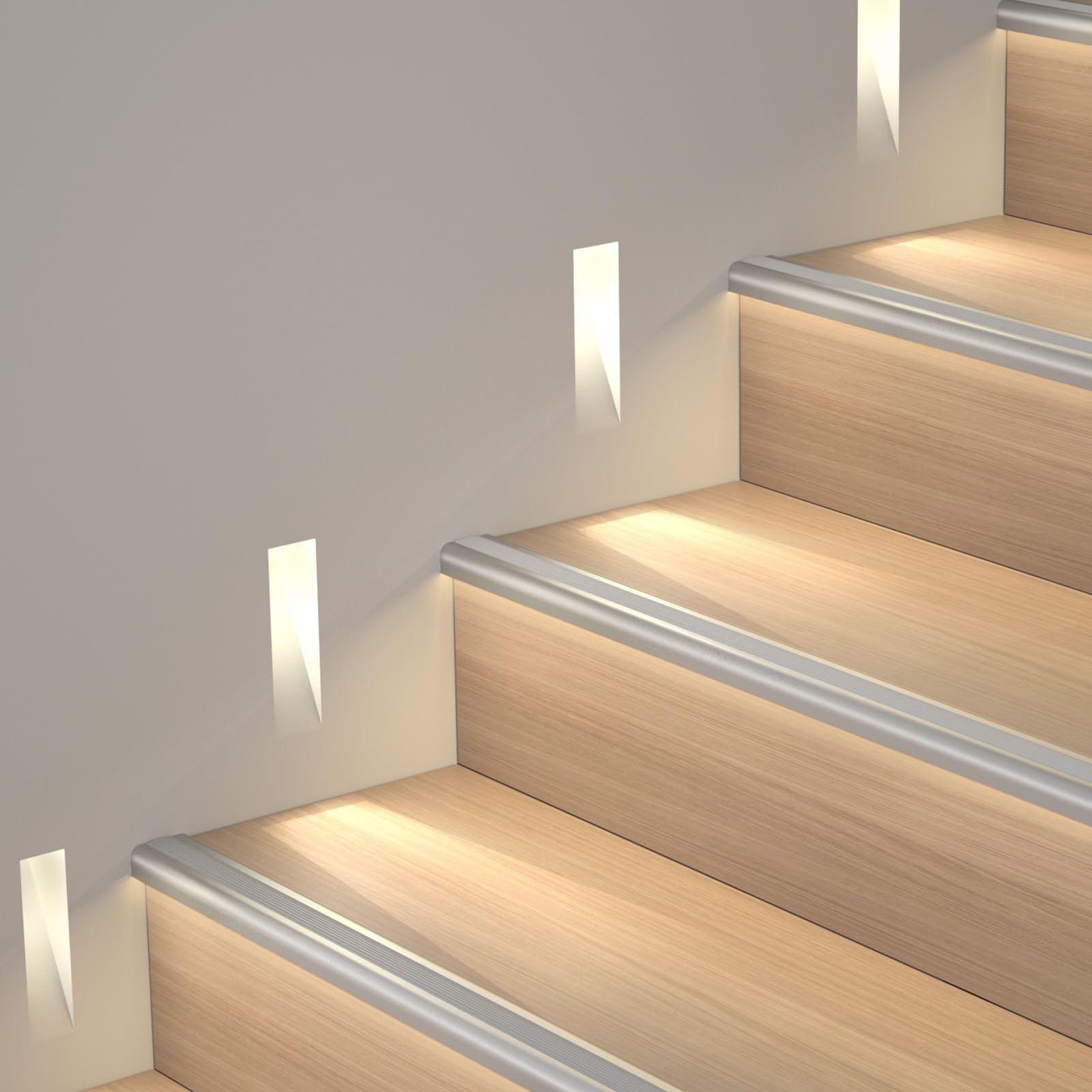 Antypoślizgowy kanał LED do schodów, 90–112 cm, 6 sztuk, listwa ochronna do schodów, listwa ochronna Villa Steps z przejściem świetlnym, trwała, twarda listwa profilowa