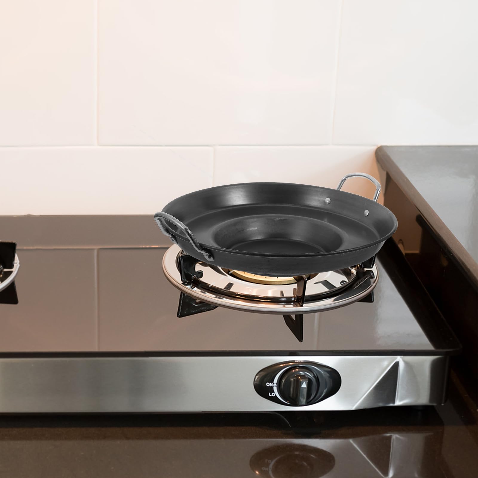 Happyyami Sartén cóncava de acero inoxidable para freír, cocina cóncava para discada, sartén de alta temperatura, resistente, para freir, suministros de cocina para el hogar