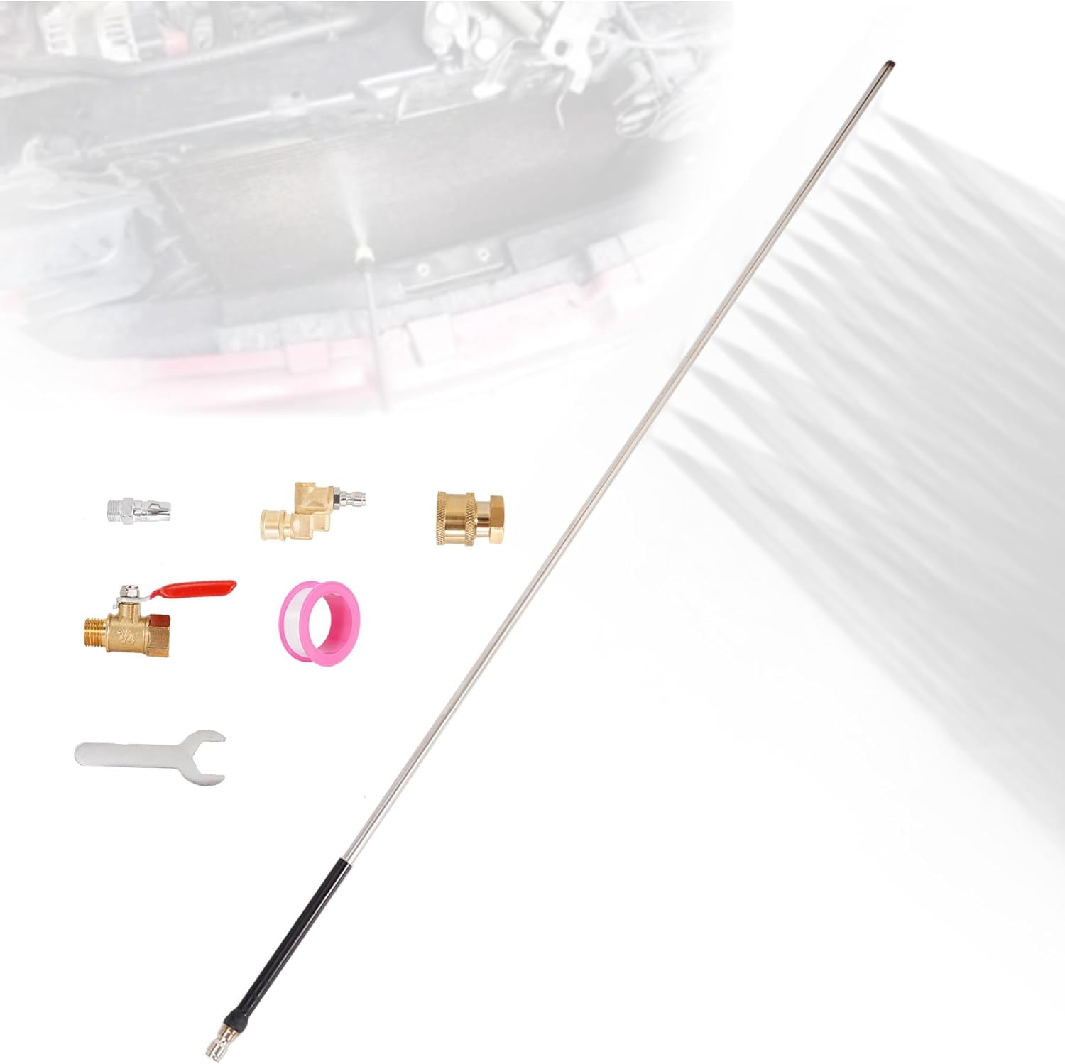 JiaYan Radiator Cleaning Wand: 40in Radiator Genie Water Air Dual Purpose Connector Pressure Washer Flush and Cleaner Tool Max 5000PSI for Household Cars, Trucks, SUV, RV 39.3’’L