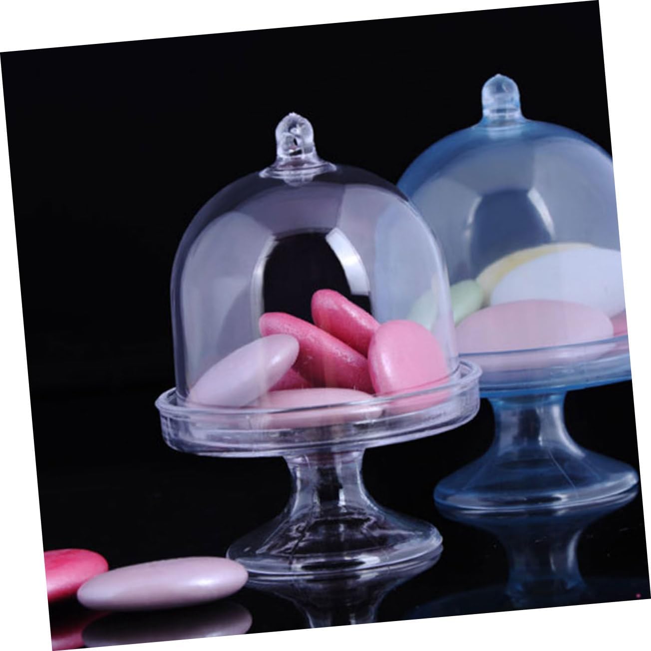 12pcs Plastic Candy Display Plate with Dome for Xmas Party