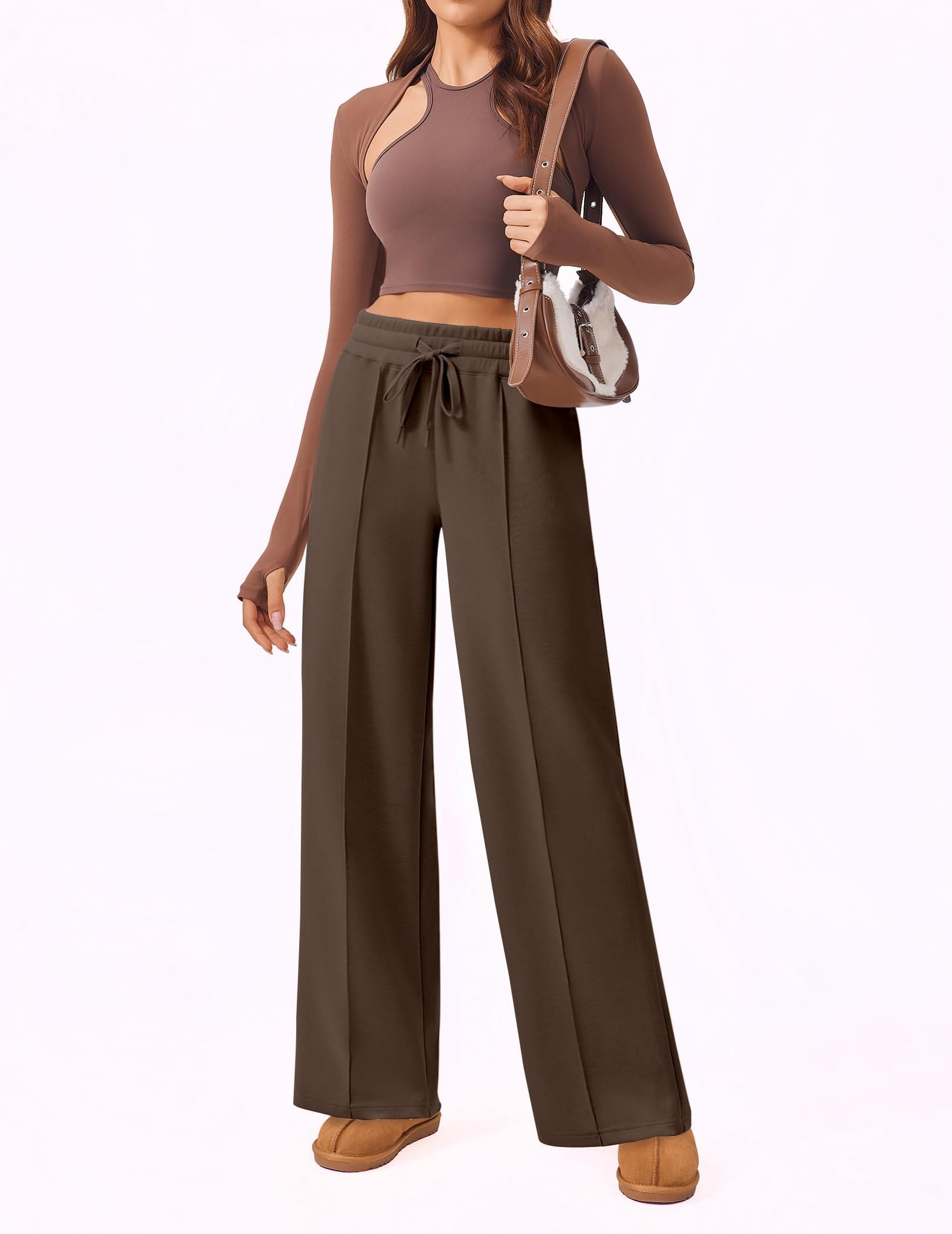 PINSPARK Pantaloni da Jogging da Donna Pantaloni Sportivi a Vita Alta Pantaloni Sportivi a Gamba Larga con Elastico in Vita Pantaloni da Yoga Pantaloni da Allenamento