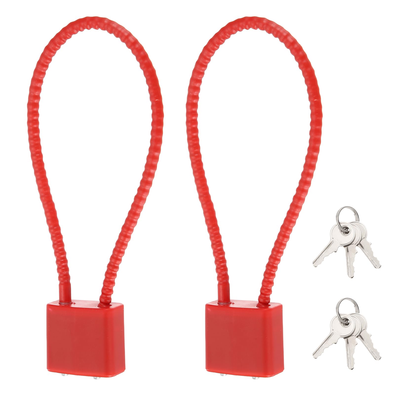 PATIKIL Cable Locks with Key Different, (28cm / 11 Inch, Red)(2 Pcs), Heavy Duty Viny-Coated Steel Security Wire Cable Lock for Bike/Helmet/Gate/Cabinet/Fence/Luggage/Tool Box