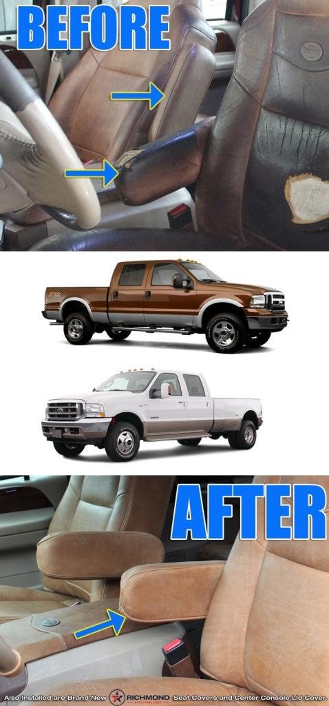 Richmond Auto Upholstery Compatible with 2003 Ford F-350 King Ranch Passenger Side Leather Armrest Cover, King Ranch