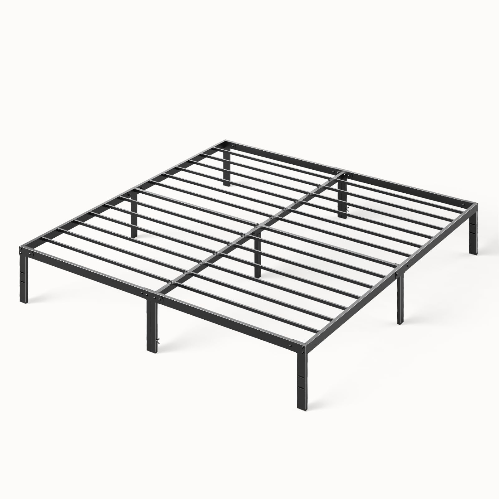 Sweetcrispy Full Size Bed Frame, Metal Platform Bed Frames Mattress Foundation with Steel Slat Support, No Box Spring Needed, Storage Space Under Base, Easy Assembly, Modern Black