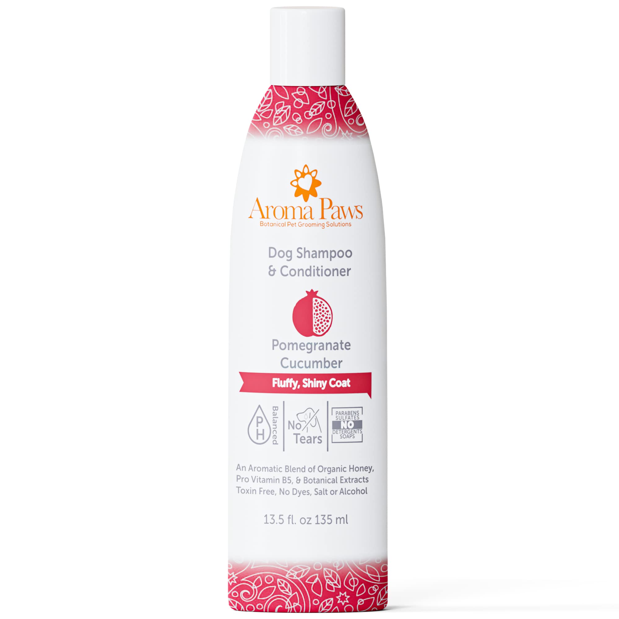 Aroma PawsDog Shampoo – Cleansing Wash, Conditioning, Moisturizing – Toxin Free, Healthy Ingredients – Aromatic Grooming Puppy Shampoo – Tearless Cleaner, Pomegranate Cucumber