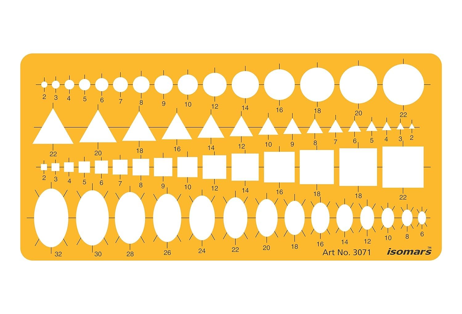 Isomars Metric Circle Square Ellipse Triangle Symbols Shape Drawing Drafting Template Stencil (Orange)-image-22