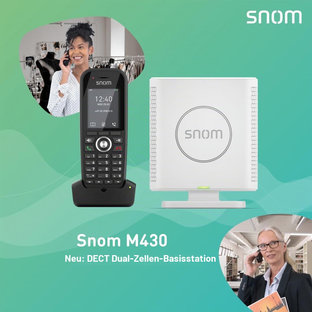 Snom M430 Schnurlos IP-DECT IP Telefon SIP Set - Fritz Fon C6 Fritzbox Kompatibel - Telefon Schnurlos Mit Anrufbeantworter* - Bis Zu 20 Mobilteile