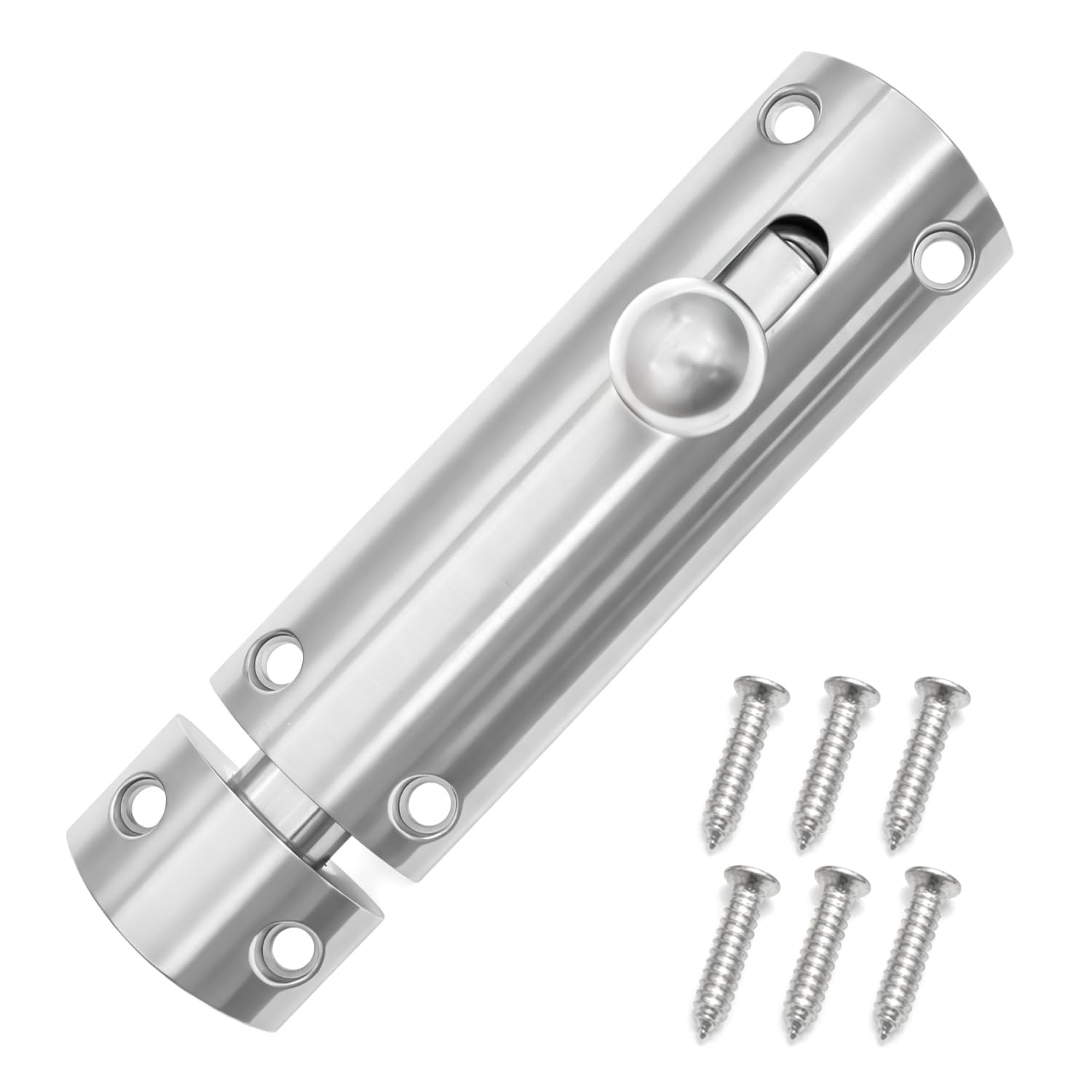 BN Modern Door Bolt Lockable 75mm, Brushed Nickel Finish, Surface Mounted Sliding Door Lock for Internal Doors, Bathrooms, Bedrooms, Cabinets & Cupboards