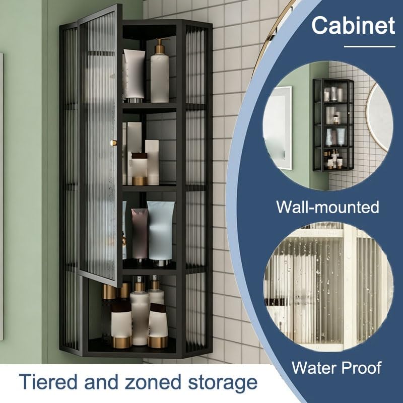 Armadietto angolare in acciaio inox, moderno contenitore a parete con 2 ante, design salvaspazio per cucina e bagno, 35 x 35 x 89,9 cm, resistente ed elegante