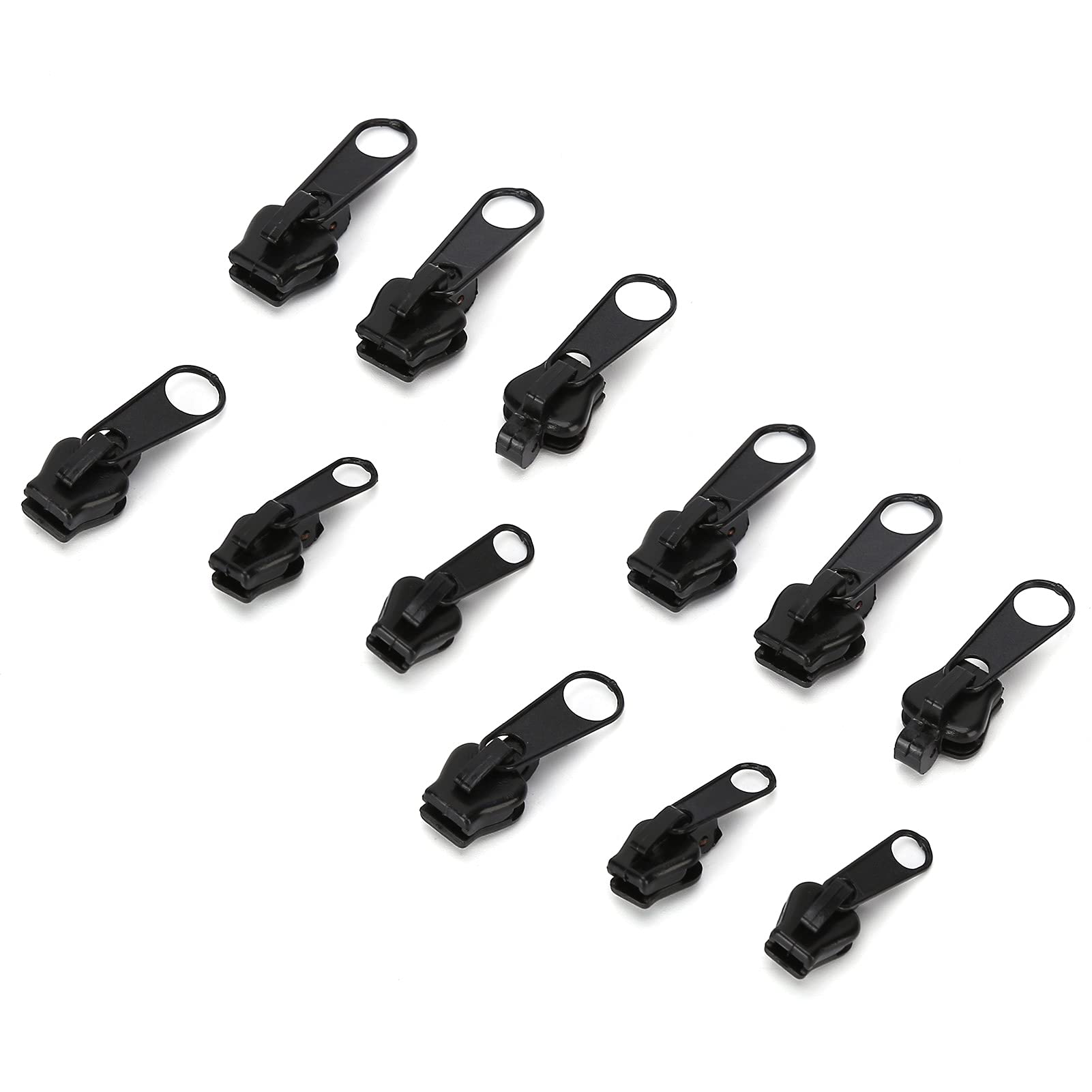 12Pcs Black Fix Zip Puller,Zip Slider Repair Kit,Zipper Set,Fix Zipper Removable Rescue Replacement Pack,for Sewing Clothes,Jacket,Backpacks,Jacket Repair Kit
