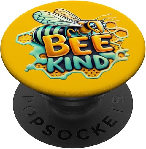 Miniatura 1 de Cool Bee Kind Shirt Flower Funny Bumble Bee Women Girls PopSockets Standard PopGrip