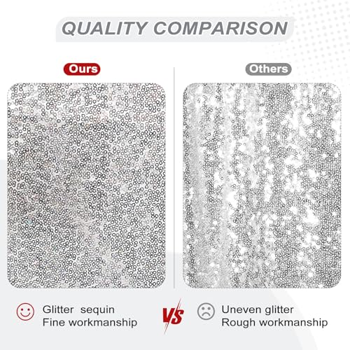 Image of PartyDelight Silver Sequin Backdrop 6x8ft 4 Inch Rod Pocket | 3mm stitched silver sequins on mesh backing with 4 inch rod pocket for full body photos ceremony arches party walls and stage