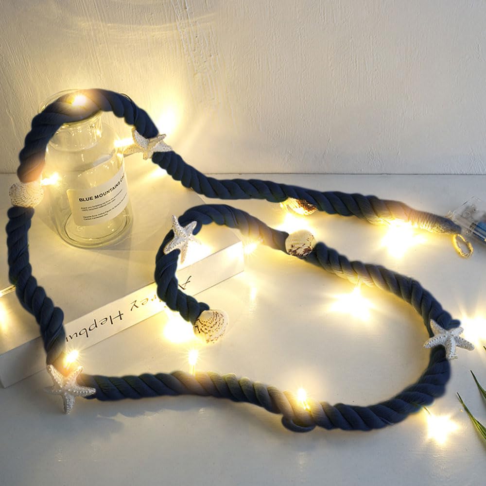 2 Catene Luminose A LED Wankd – Conchiglie E Stelle Marine – 1,5 M, 15 LED Caldi – Batteria Non Inclusa