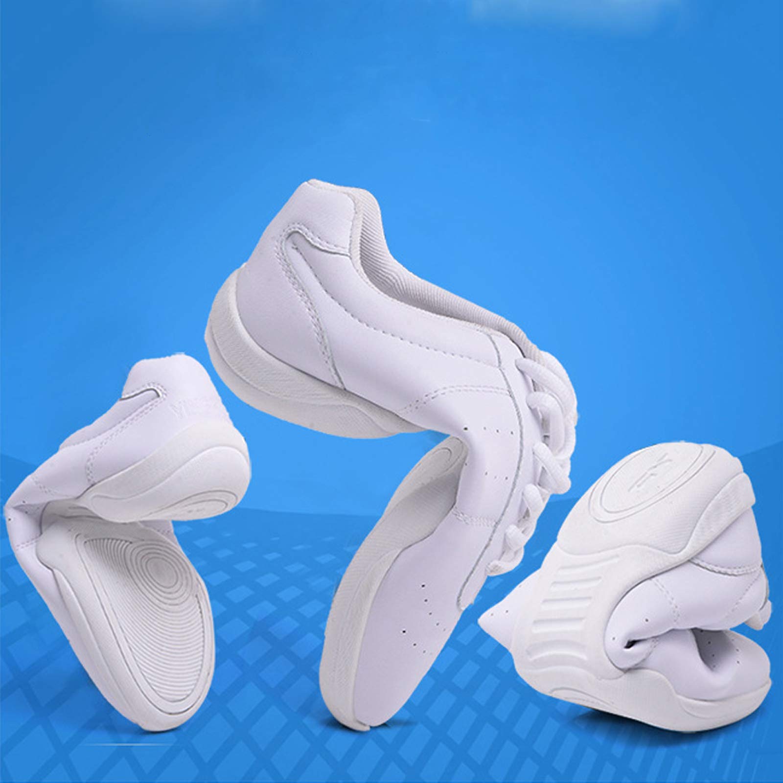 DADAWEN Damen Cheerleading Schuhe Mädchen Tanz Turnschuhe Yoga Training Schuhe Weiß